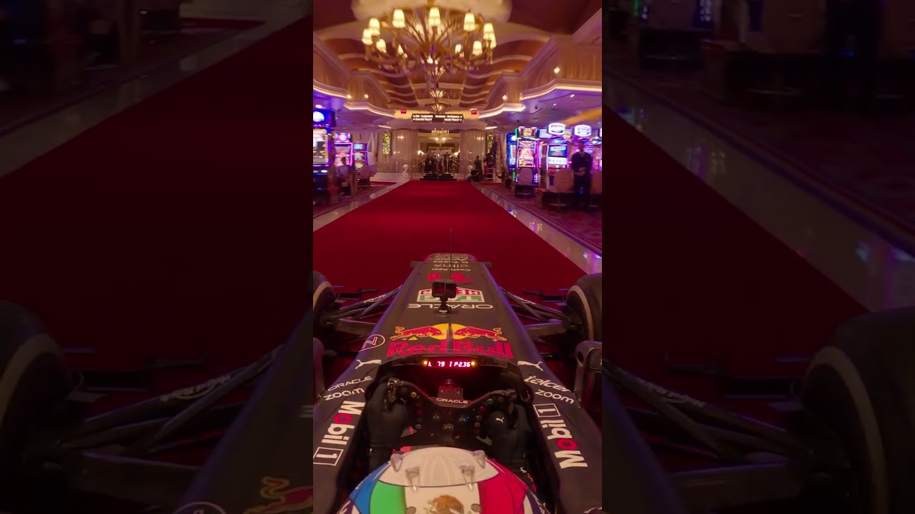 Sergio “Checo” Perez drives F1 car in Las Vegas Casino