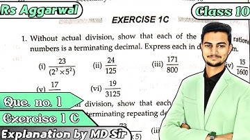 Class 10 Ex 1C Q1 Real Numbers | Rs Aggarwal | Chapter 1 | 2023 | CBSE | ICSE | Md Sir Class 10