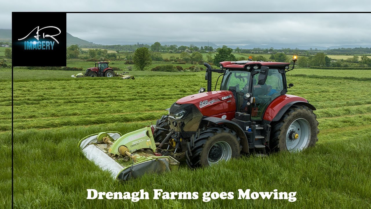 Drenagh Farms mowing with the Trio of Case Pumas