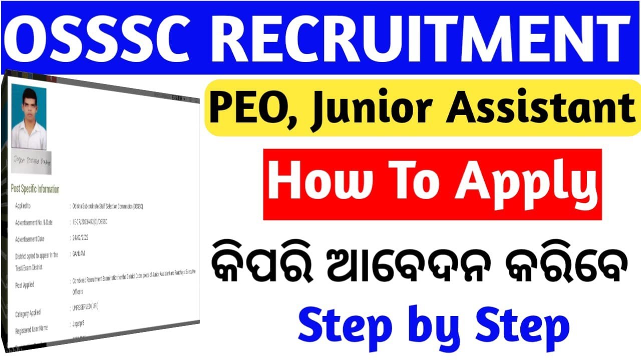 how-to-apply-osssc-peo-junior-assistant-recruitment-youtube
