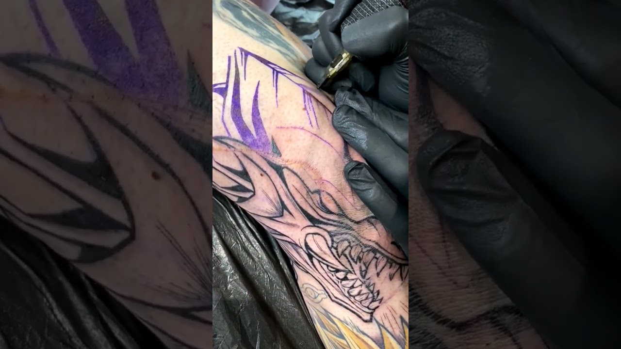 Blue eyes white dragon from Yugioh - tattoo by dave.vero.ink