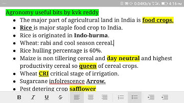 Agronomy most important bits