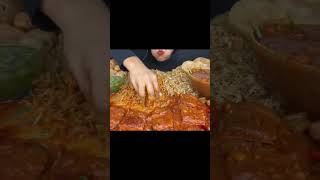 Asmr eating paneer gravy vegetable rice chhole puri