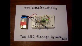 Two LED  flasher by gate of IC4011