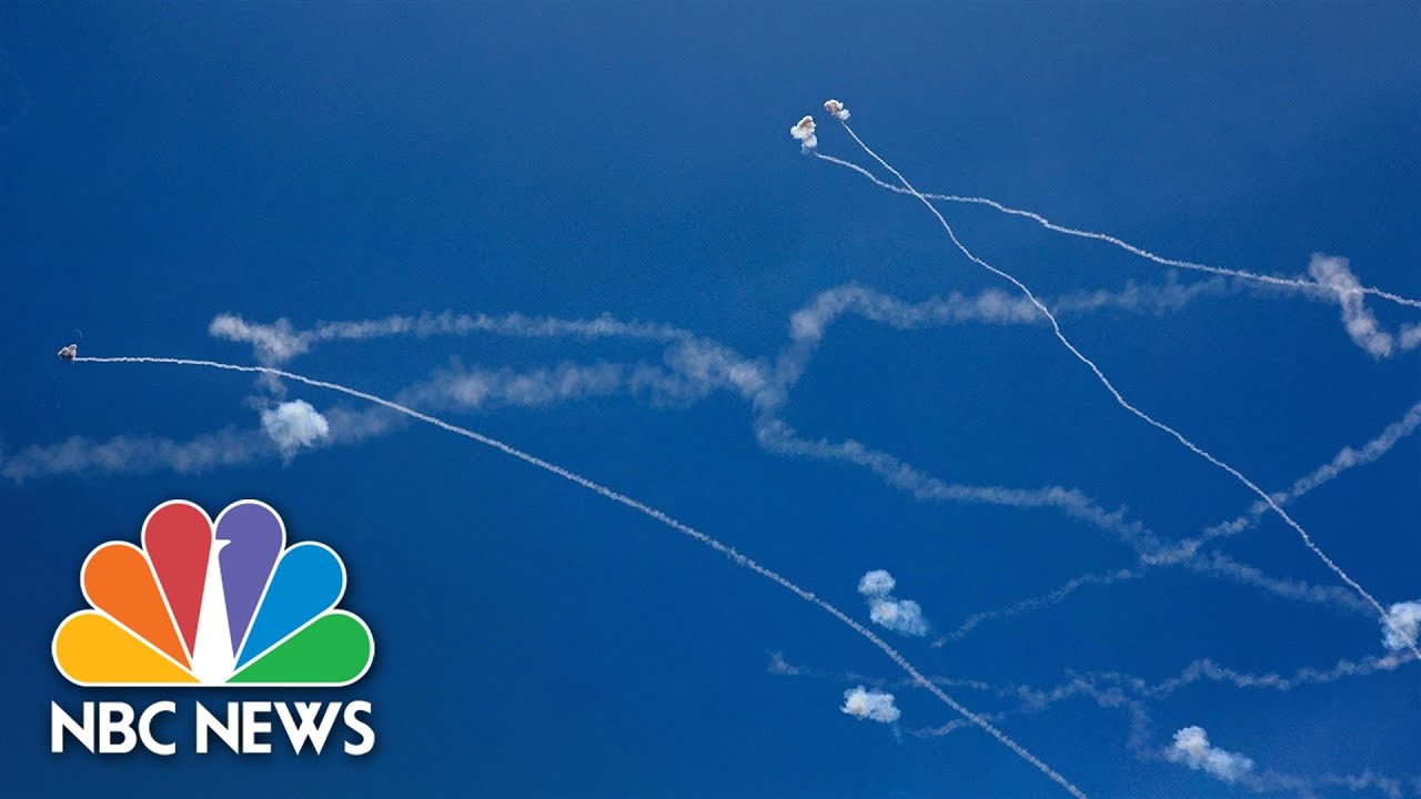 Israel’s Iron Dome defense system intercepts rocket barrage fired from the Gaza Strip