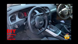 BEST AUDI A4 2010 FLAT BOTTOM  STEERING WHEEL RETROFIT . DIY