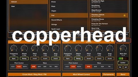 Copperhead - A digital Synthesizer for iOS by 4Pockets Audio