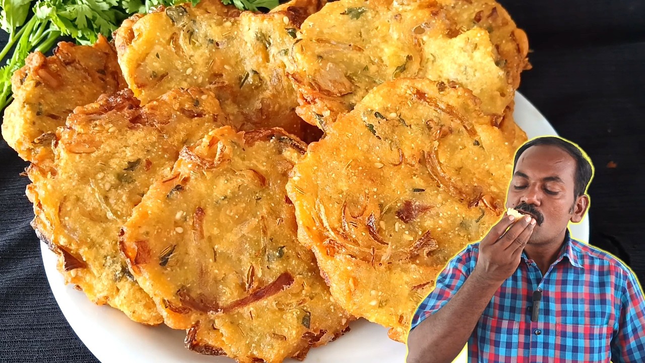 உள்ளி வடை 😋🔥Onion vadai recipe | Ulli vadai | Vengaya vadai | Tea kadai onion bonda recipe | snacks