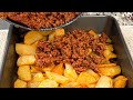 Just add ground beef to the potatoes simple dinner recipe