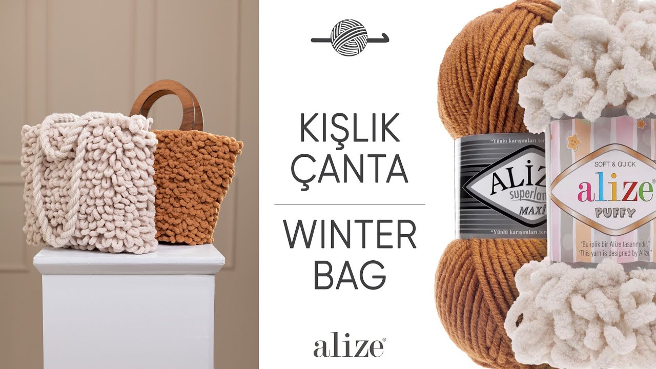 Alize Puffy ile Kışlık Çanta • Winter Bag • Зимняя сумка