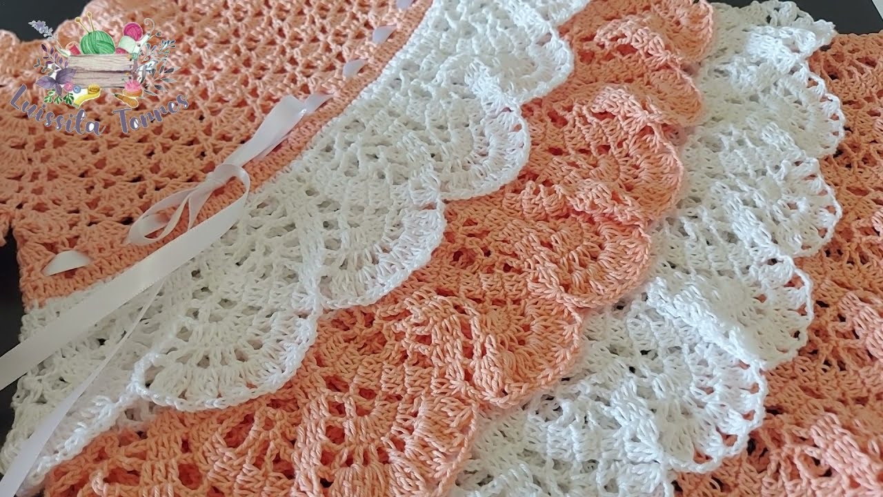 COMO TEJER UN VESTIDO PARA BEBÉ A CROCHET - PASO A PASO - OLANES - GANCHILLO