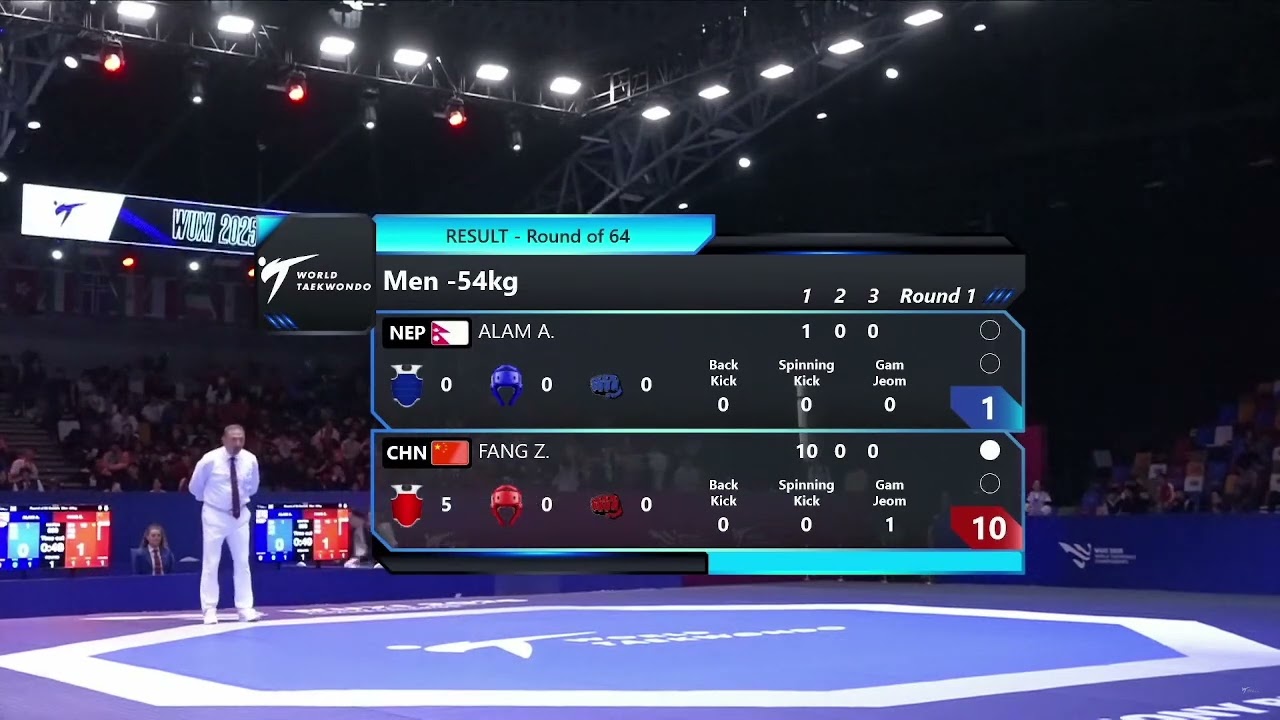 Male 54 KG Wuxi 2025 World Taekwondo ChampionshipsAbtab ALam (NEP) VS Fang Zheng (CHN)