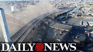 Remnants of old Kosciuszko Bridge brought down in demolition