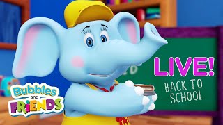 Back to School with Bubbles and Friends | 24/7 Live Stream of Educational Videos for Kids!