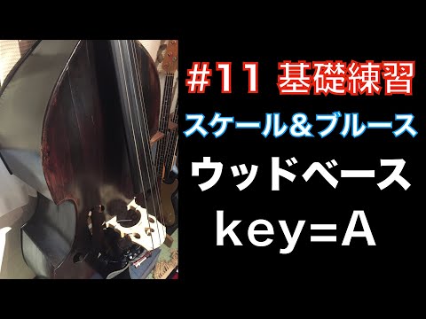 【ウッドベース】改良版 #11 初心者用基礎練習 『Aメジャースケール＆Aブルース』