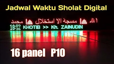 Jadwal Waktu Sholat 16 panel p10 ukuran 35 x 259 cm