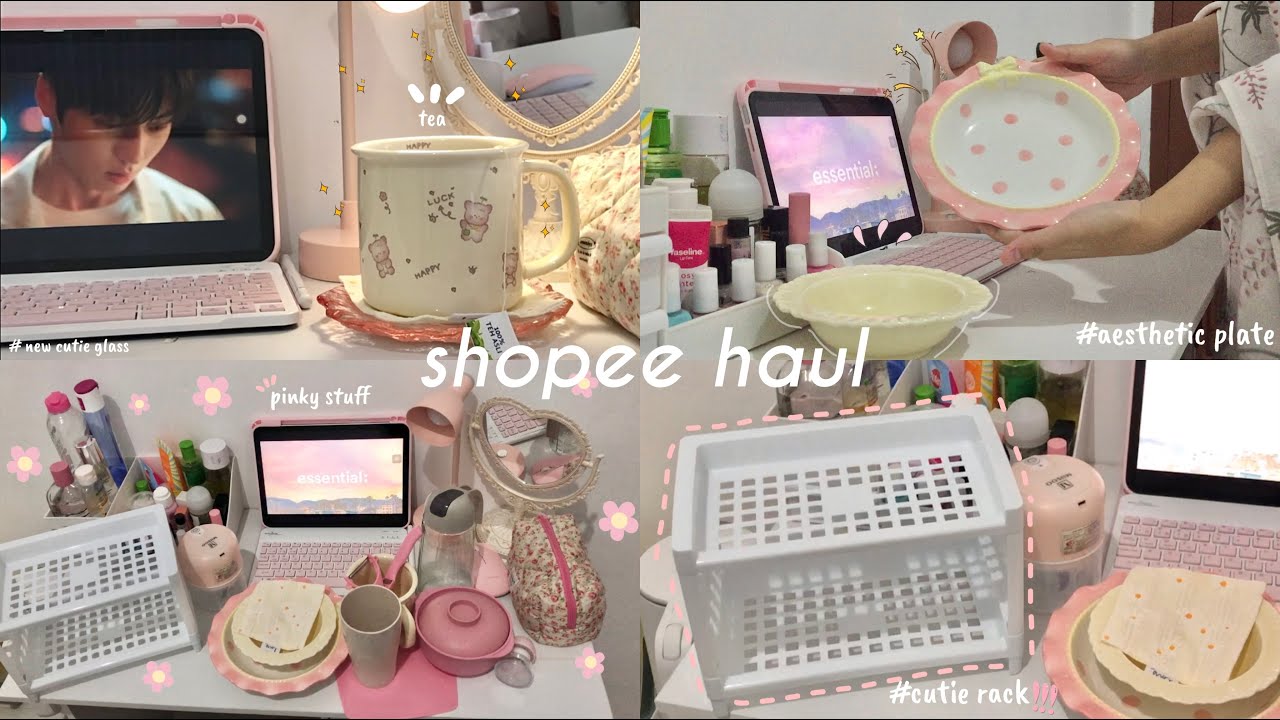 daily vlog 🎀🦢🌷 : shopee haul , unboxing cutie stuffs , mini decor dapur kos