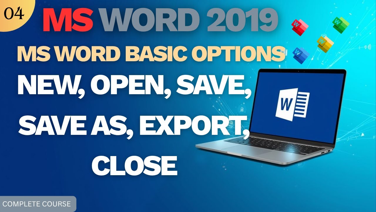 Computer Msworld Options MSWORD-04 MS Word 2019 Basic Options Explained | New, Open, Save, Save ...