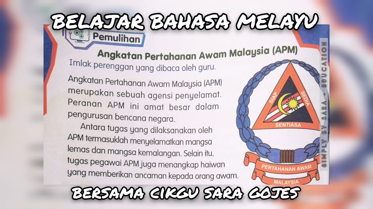 ANGKATAN PERTAHANAN AWAM MALAYSIA  BM Tahun 4  Mukasurat 62  Pemulihan