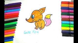 How to Draw and Color Cute Fox - Coloring Pages for Kids, Dạy bé tô màu, vẽ chú cáo dễ thương