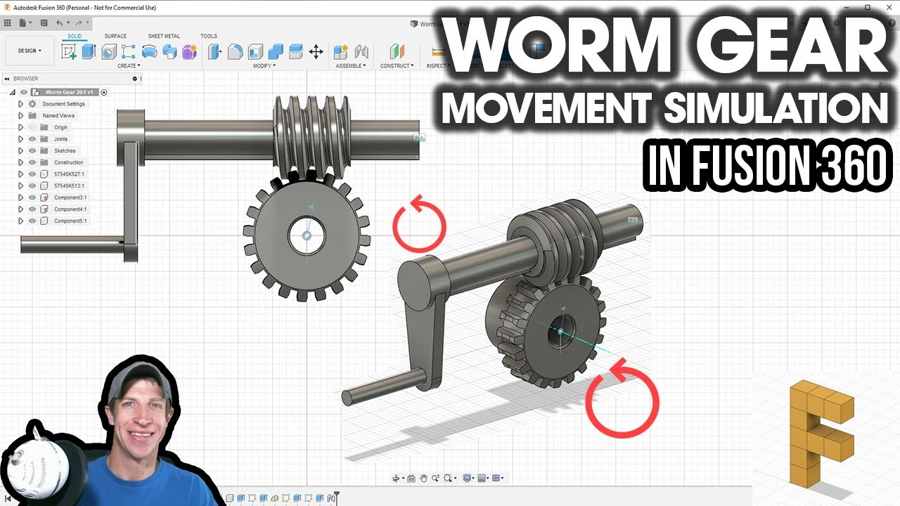 Simulating WORM GEAR MOVEMENT in Fusion 360 with Joints YouTube