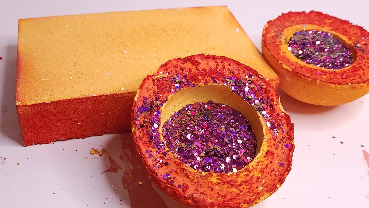 Yellow Glitter Bombs & Slab ASMR Sounds YouTube