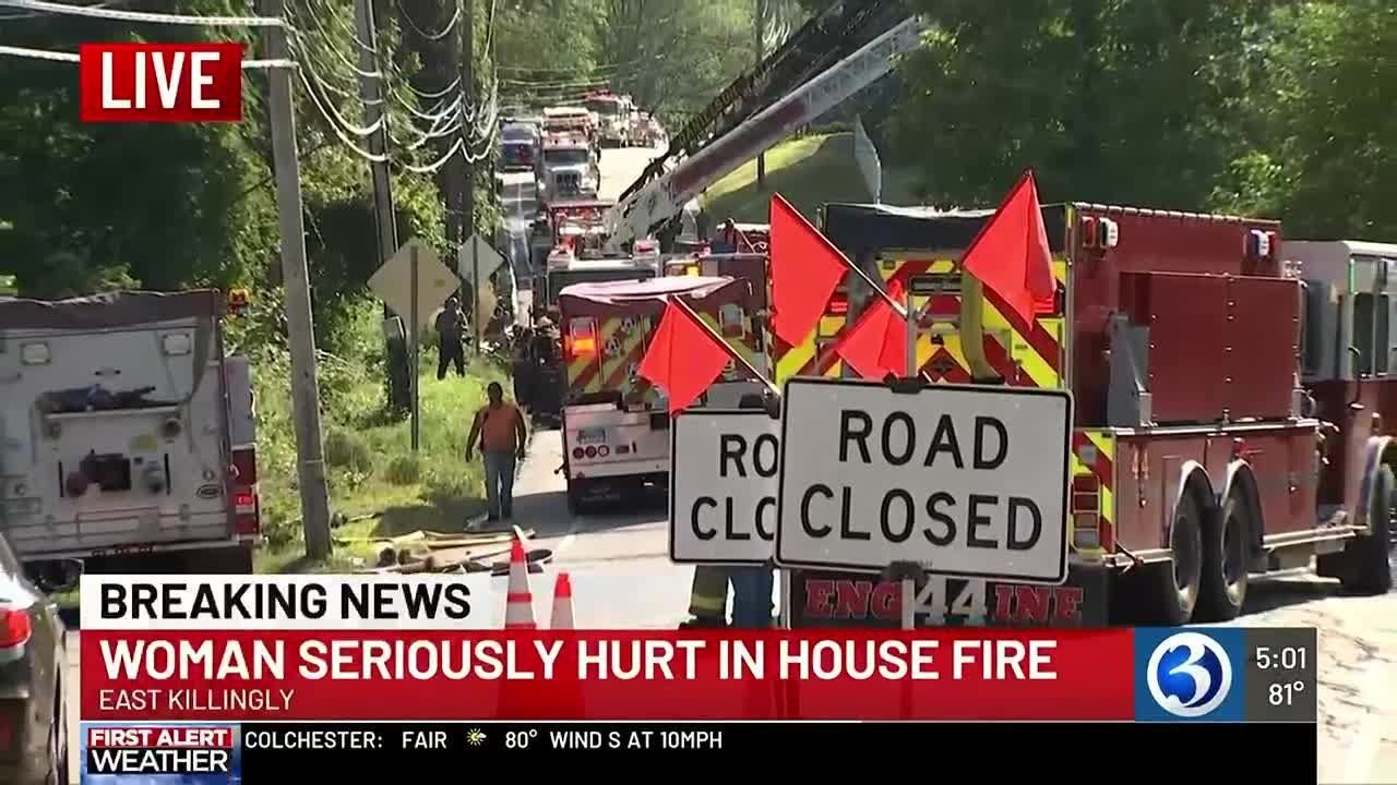 VIDEO: Crews battle 3-alarm house fire in East Killingly - YouTube