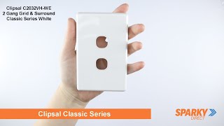 Clipsal C2032VH-WE 2 Gang Grid & Surround Classic Series White