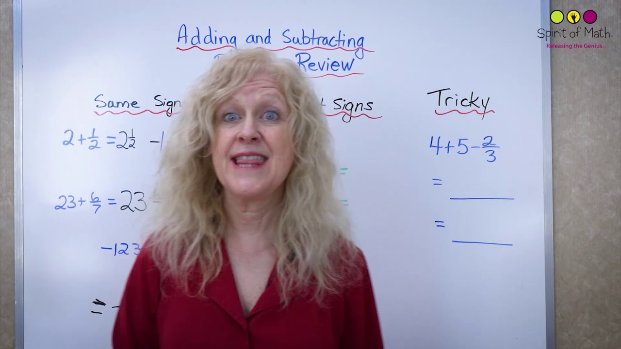 Adding and subtracting rationals review early grades youtube