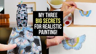 My THREE BIG SECRETS for Painting Realistic Images on Pottery!