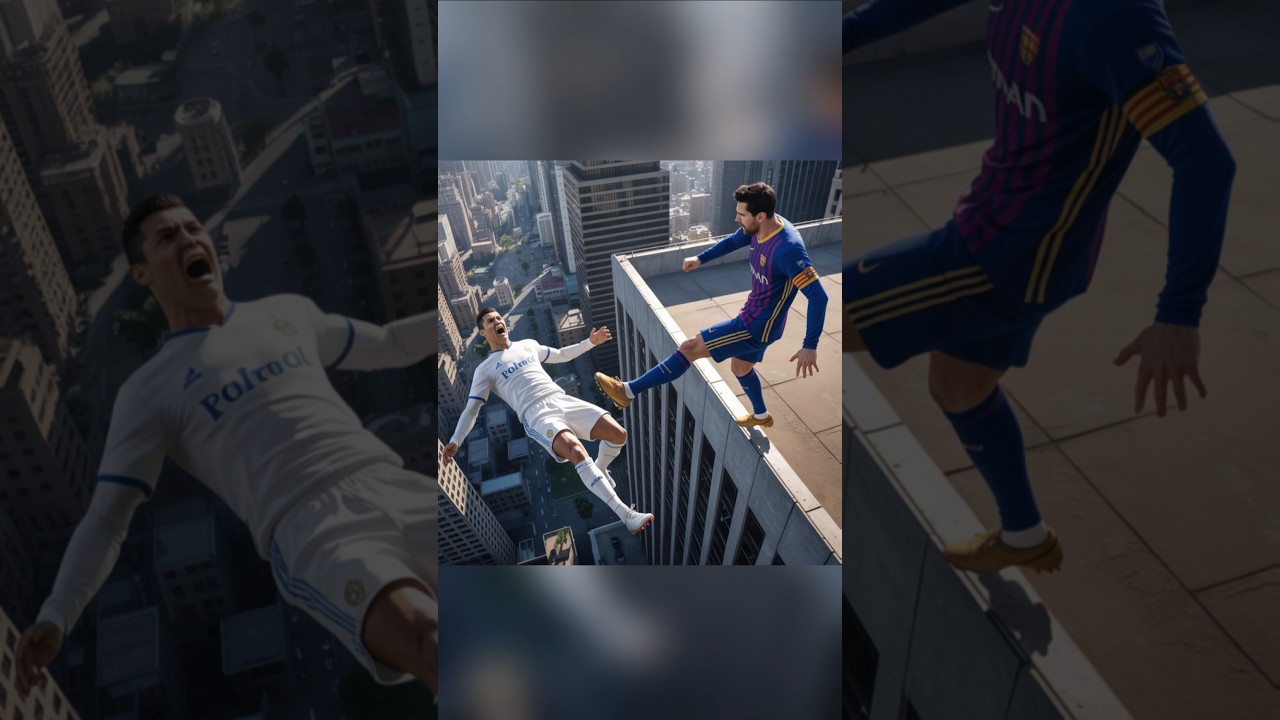 Месси столкнул Роналду со здания 😭