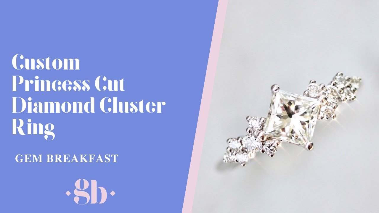 Custom White Princess Cut Diamond Cluster Ring