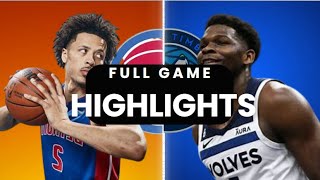 TIMBERWOLVES at PISTONS | FULL GAME HIGHLIGHTS | January 4, 2025