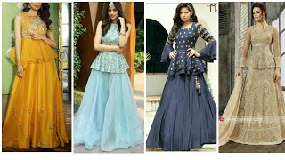 Trendy Peplum Choli Plain Lehenga Designs  Peplum Lehenga Designs 2020  Short Frocks Designs For