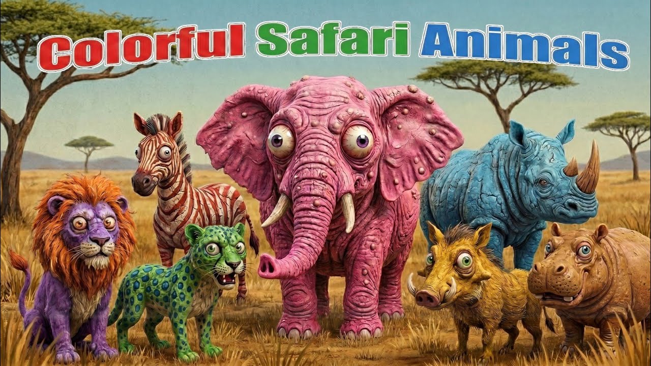 Colorful Safari Animals Jelly Songs | Animals Song | Nursery Rhymes | ABC Songs | ABC Animals Sounds