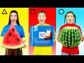 GEOMETRIC SHAPES FOOD CHALLENGE #5 | Eating Funky & Gross Impossible Foods by Ideas 4 Fun Challenge