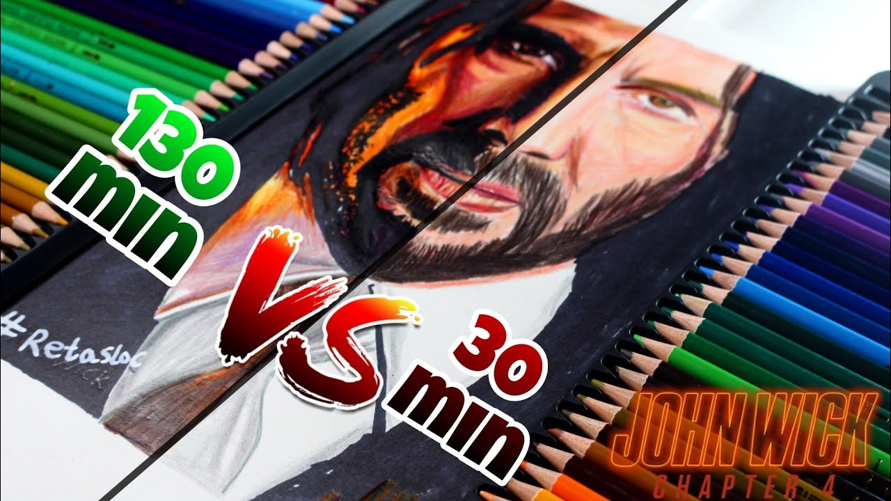 Drawing John wick chapter 4 in 30 min Vs 125 min