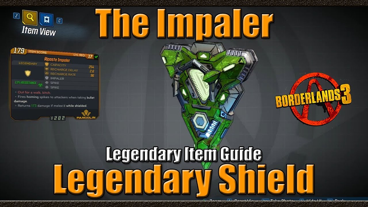 Borderlands 3 The Impaler Legendary Shield Legendary Item Guide YouTube