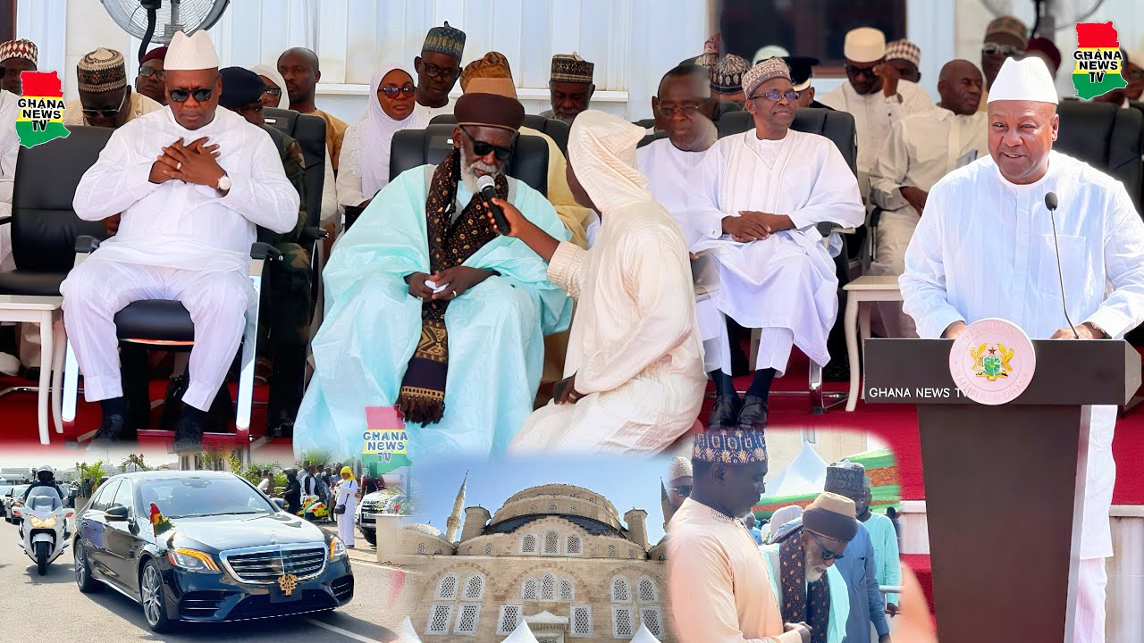HARD WORK:Prez Mahama arrives at Kanda Mosque with Chief Imam to Observe Nat’l Thanksgiving & Prayer