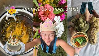 dyeing yarn with weeds, birthday haul, playing with fiber, and fresh picked flowers ! °❀⋆.ೃ࿔* (vlog)