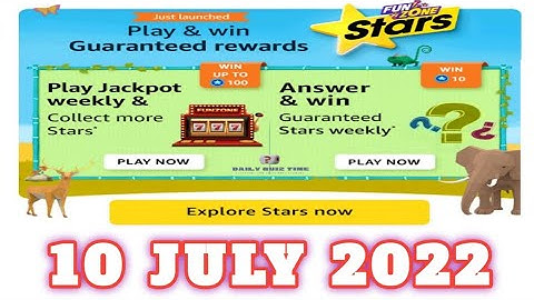 Amazon Funzone Stars Quiz Answers Today|10 July 2022 | Daily Quiz Time