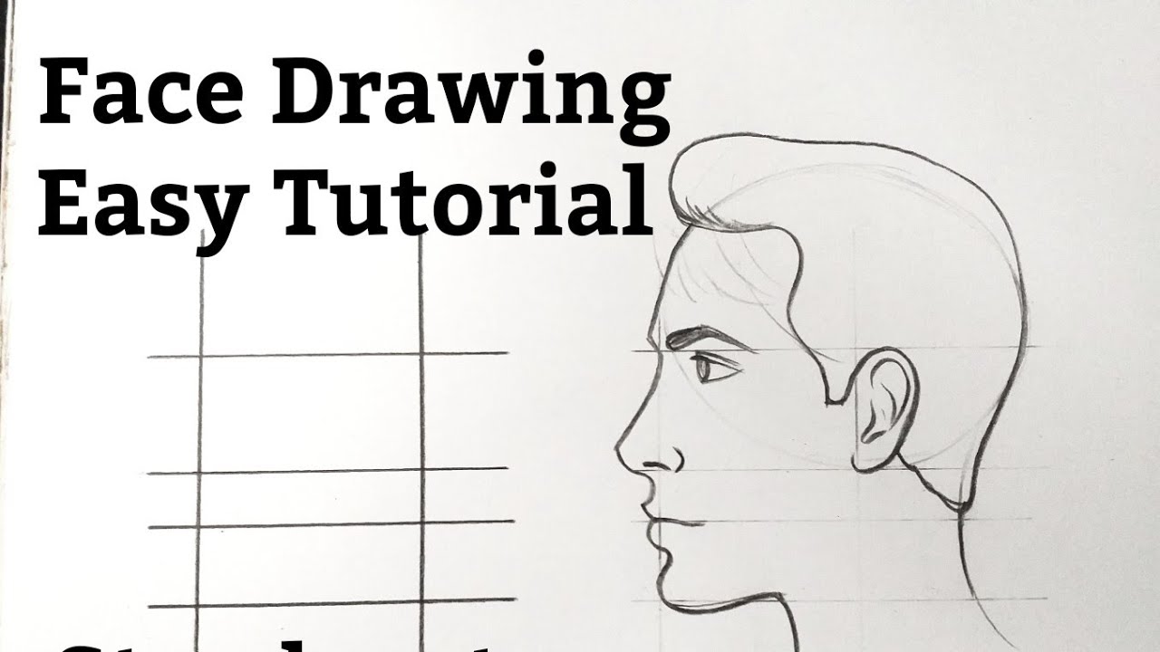 How to draw a side face(of a man)drawing easy step by step Portrait