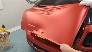 MINI Cooper hatch wrap in KPMF matte iced red titanium vinyl wrap