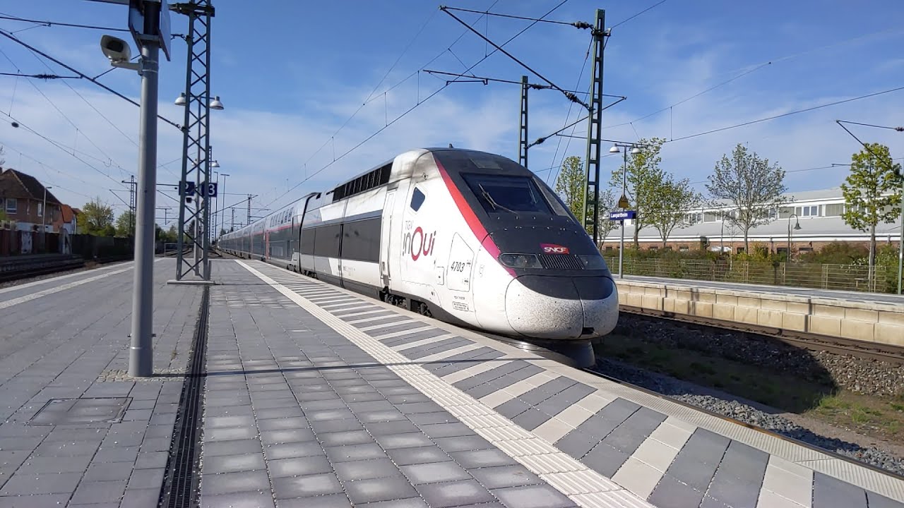 Züge in Lampertheim Bahnhof Velaro D, BR187,BR186,BR185,BR446,BR463,BR403,TGV InOui