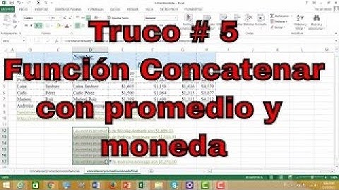 Función concatenar con texto, promedio y moneda