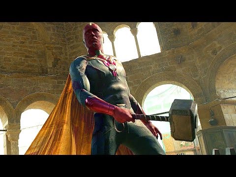 Vision Lifts Thor&#039;s Hammer - Thor and Vision vs Ultron - Avengers: Age of Ultron - Movie Clip HD