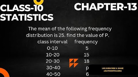 The mean of the following frequency distribution is 25. find the value of P. #statistics #class10