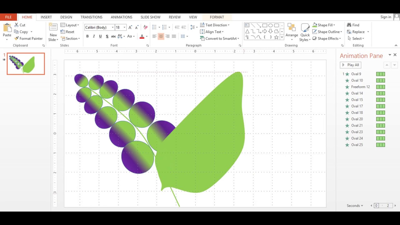 Cara Menggambar Bunga Gradasi Ungu Dan Hijau Di Powerpoint Youtube