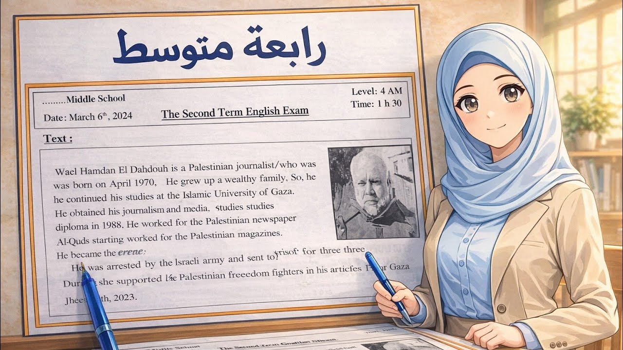 نموذج رائع للامتحان لا تفوتوه🔔⏳