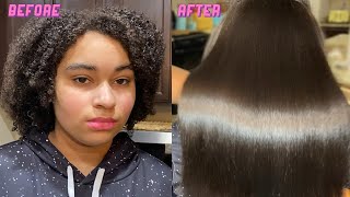 FROM CURLY TO STRAIGHT✨| Silk Press Natural Hair Routine NO HEAT DAMAGE ft. ~Duvolle Straightener